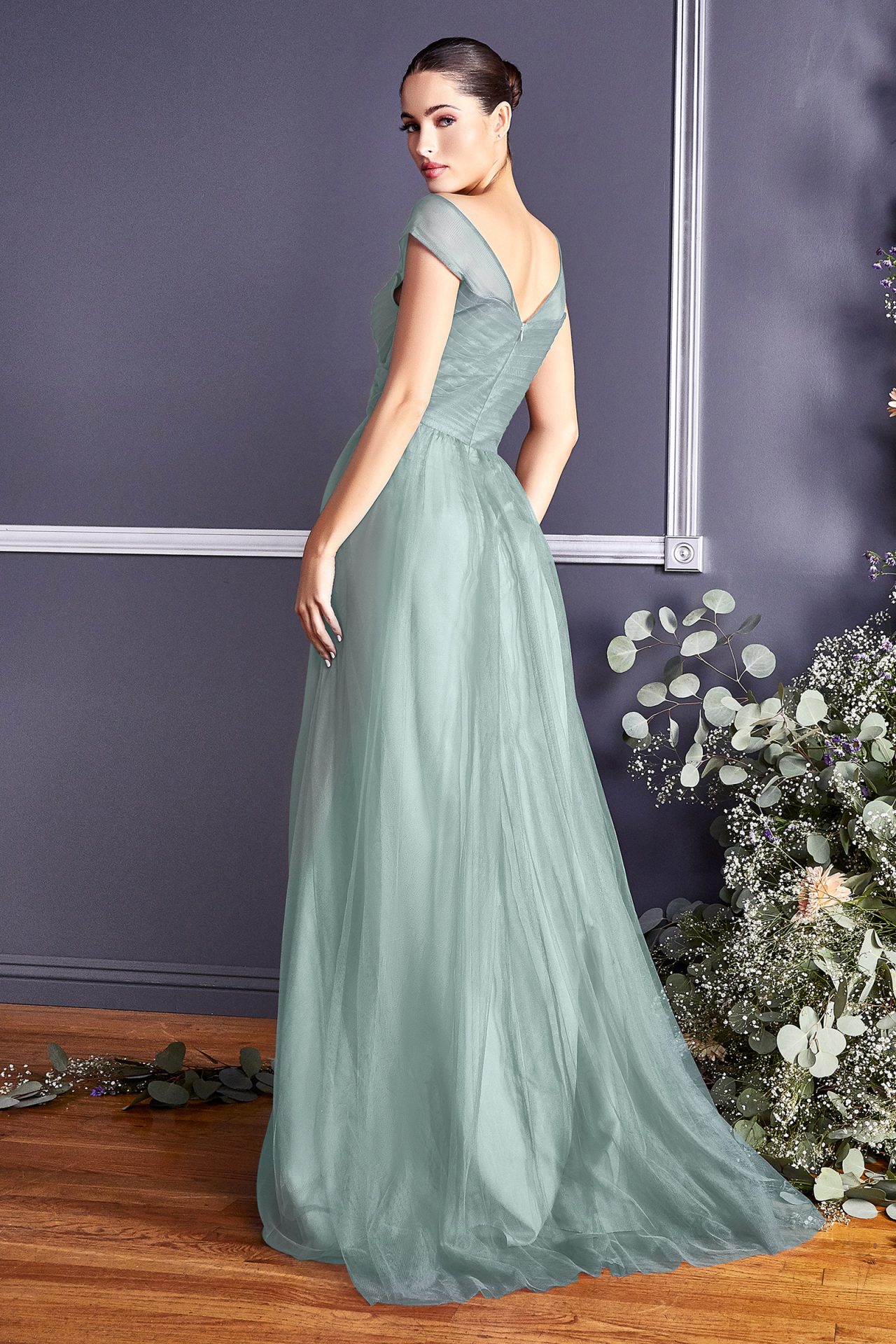 Sage Sarah No 27 Bridesmaid Dress LAYERED TULLE A-LINE BRIDESMAID DRESS.BACK