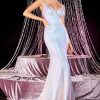 Fitted iridescent sequin gown