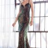 Black FITTED IRIDESCENT SEQUIN GOWN