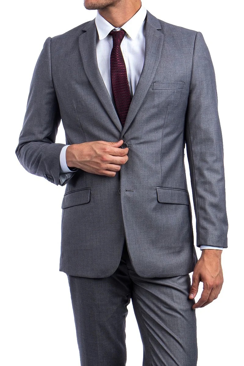 Men Suit Vested slims Medium Grey