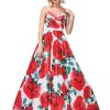 Floral A Line Red Print Gown.