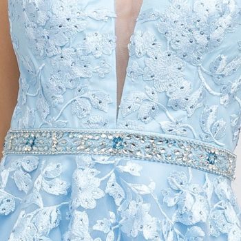 A Line Embellished Top Prom Gown ice blue