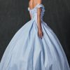 Floral embroidered and sparkling stones ball gown blue