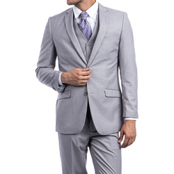 Men Suit Light Grey Vested Slims (5pcs) + 1 pair of shoes