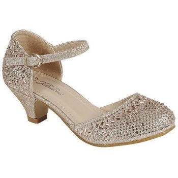 Gold bright bridal party kids shoes