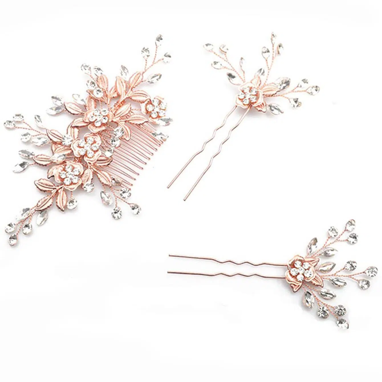pink gold wedding hair comb accessories